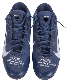 2014 Christian Colon AL Wild Card Game Used & Signed Kansas City Royals Nike Cleats & Hand Guard (Anderson Authentics)